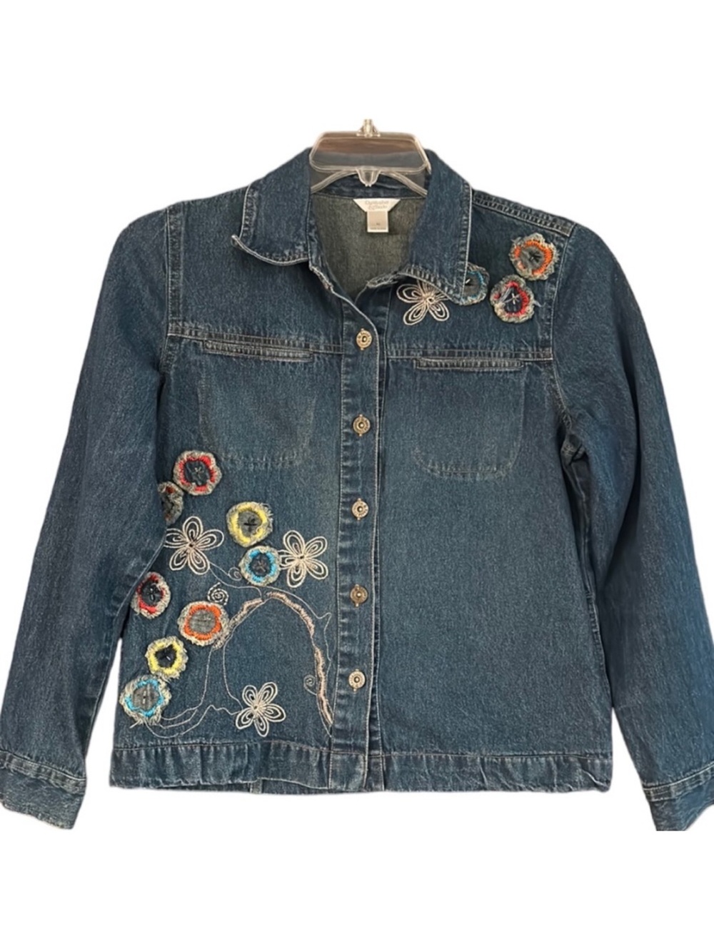 C&B XL Dark Wash Embroidered Embellished Denim  Shacket/Jacket